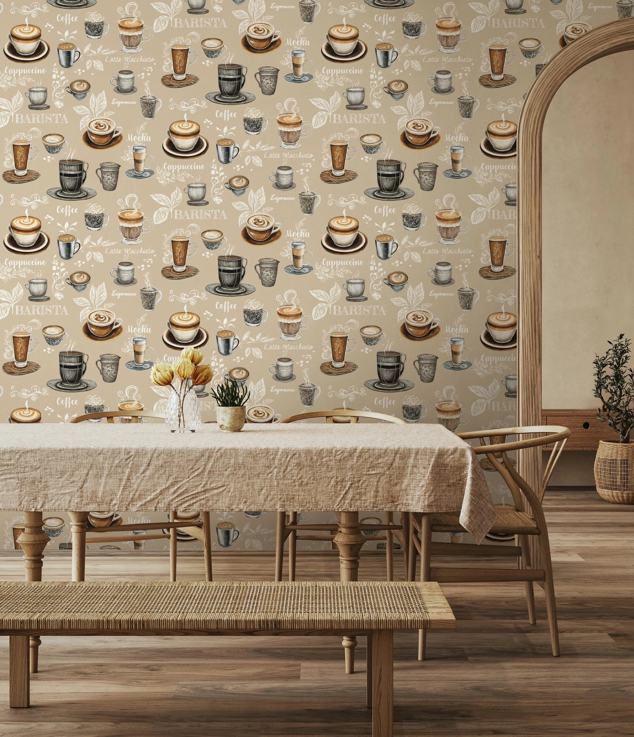 Dekor tapéta kávé mintával barna színben