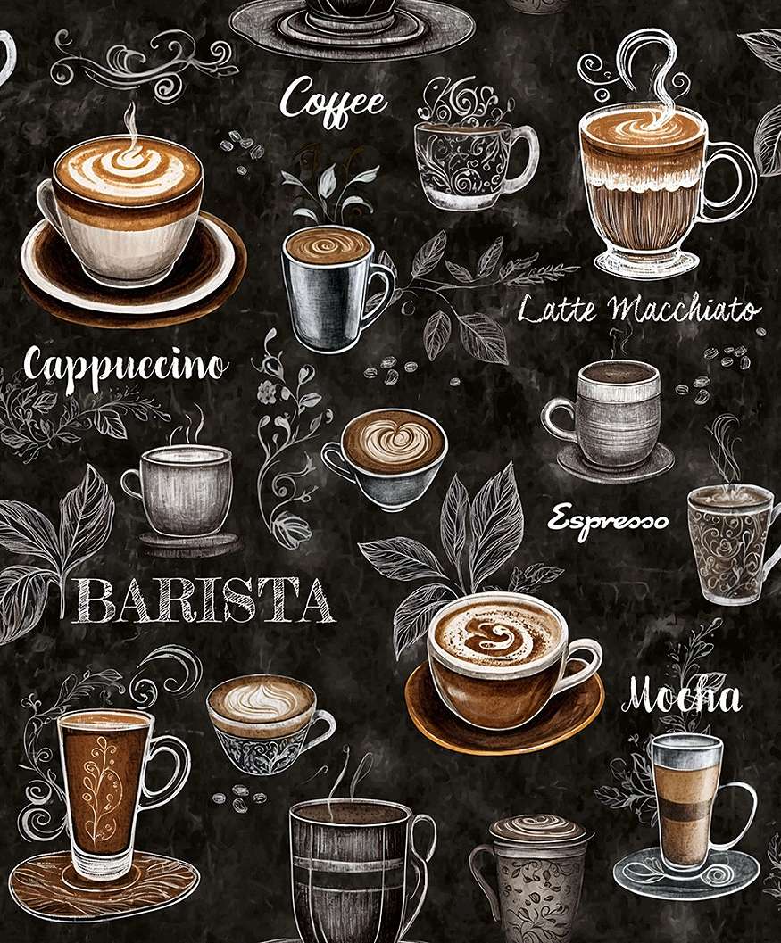 Dekor tapéta kávé mintával fekete színben