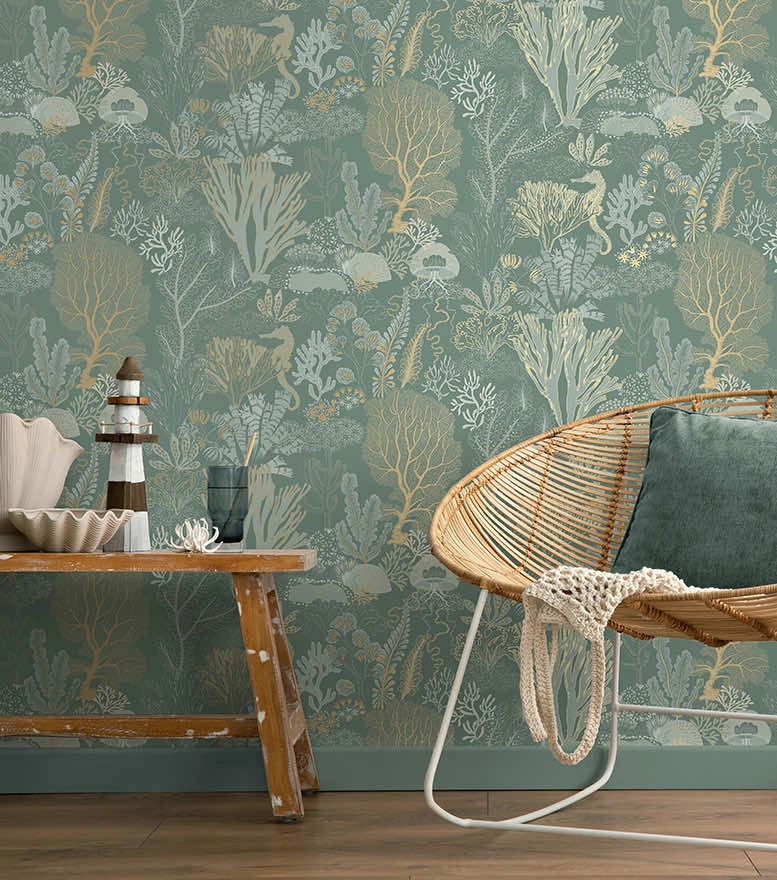 Dekor tapéta kék meduza tengeri elővilág mintával