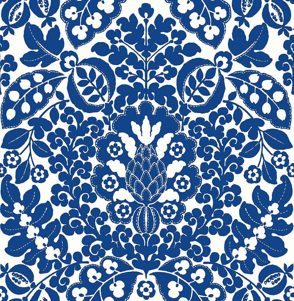 Dekor tapéta kék színű gyümölcs damaszt mintával