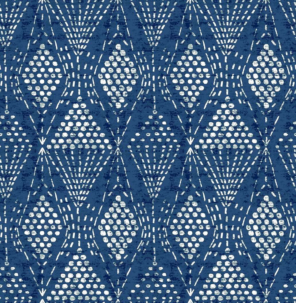 Dekor tapéta kék színű pöttyözött geometrikus mintával