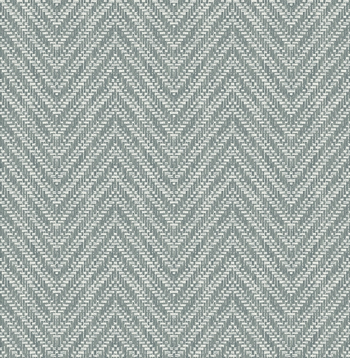 Dekor tapéta kék szőtteshatású halszálka mintával