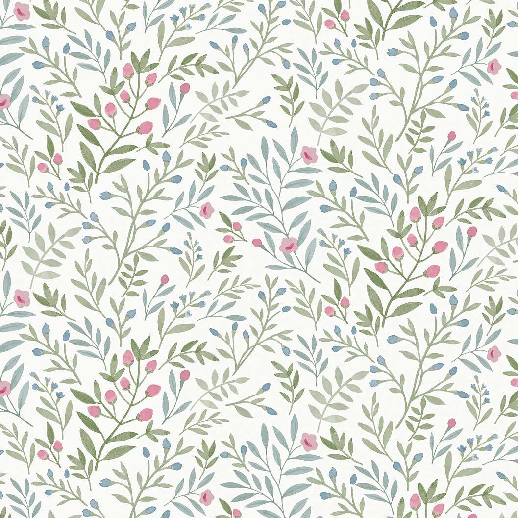 Dekor tapéta kék zöld levél mintával