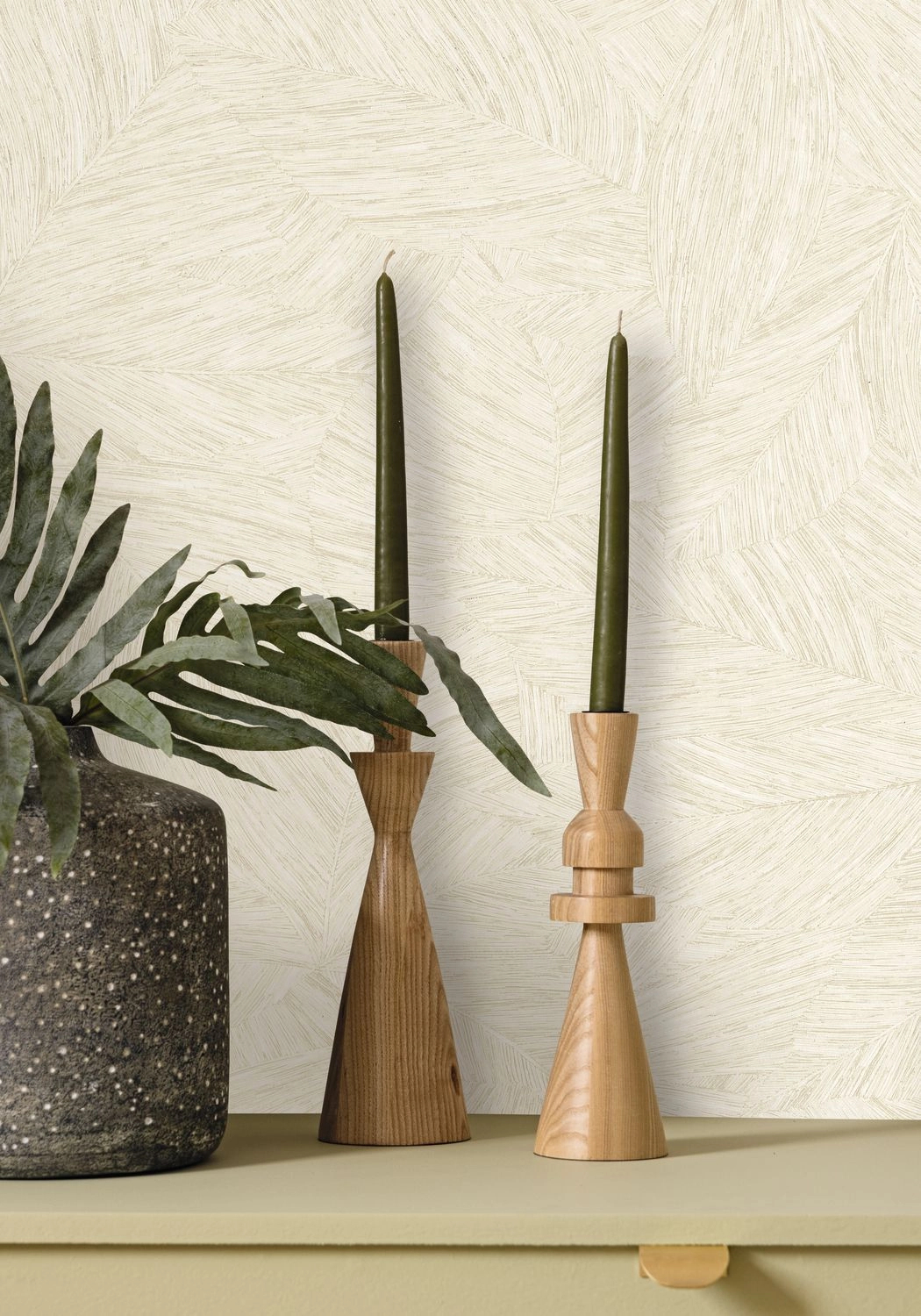 Dekor tapéta koptatott levél mintával krém és beige színben