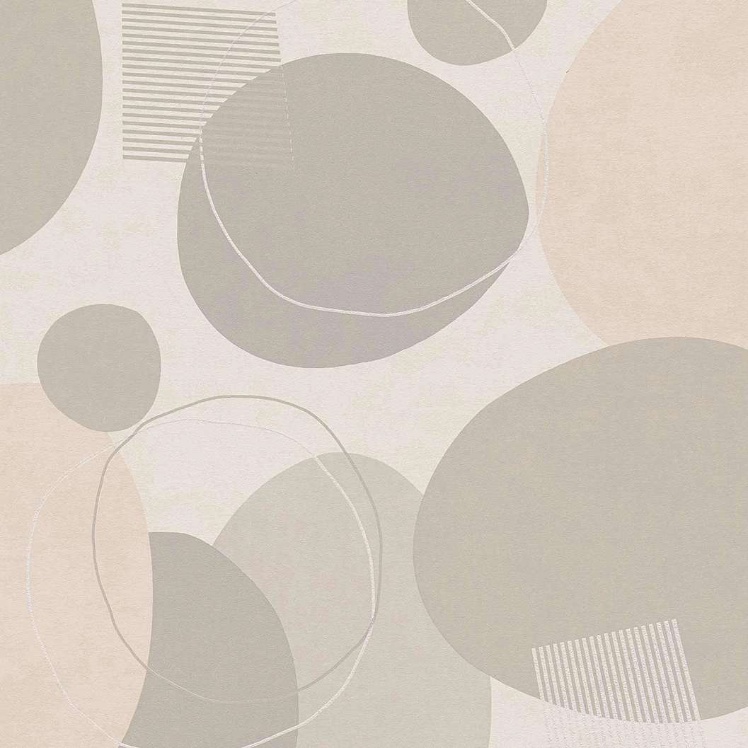 dekor tapéta kör geometrikus mintákkal szürke krémfehér színekkel