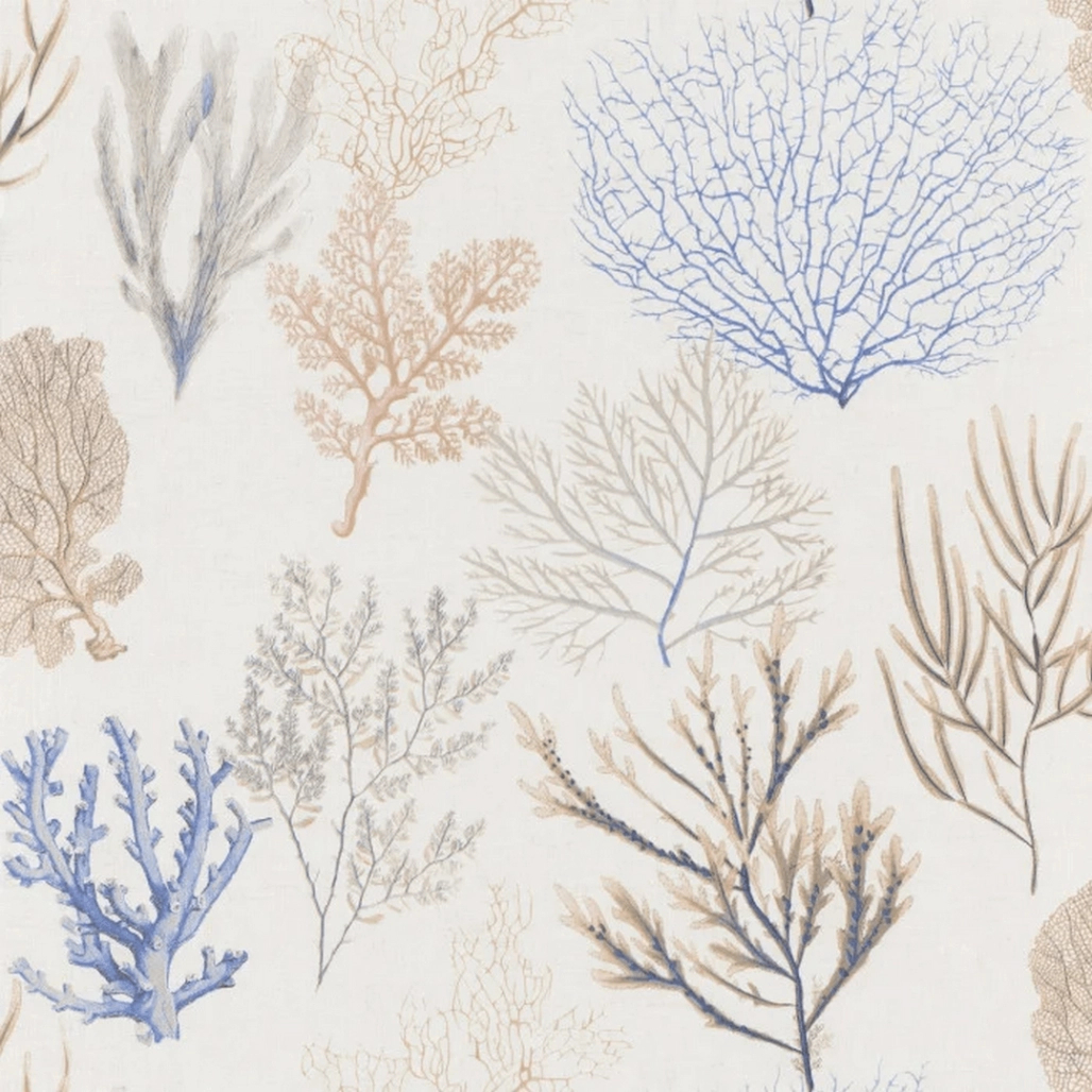 Dekor tapéta korall mintával korall és kék színben
