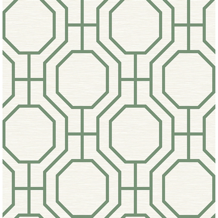 Dekor tapéta krém-zöld csempe mintával