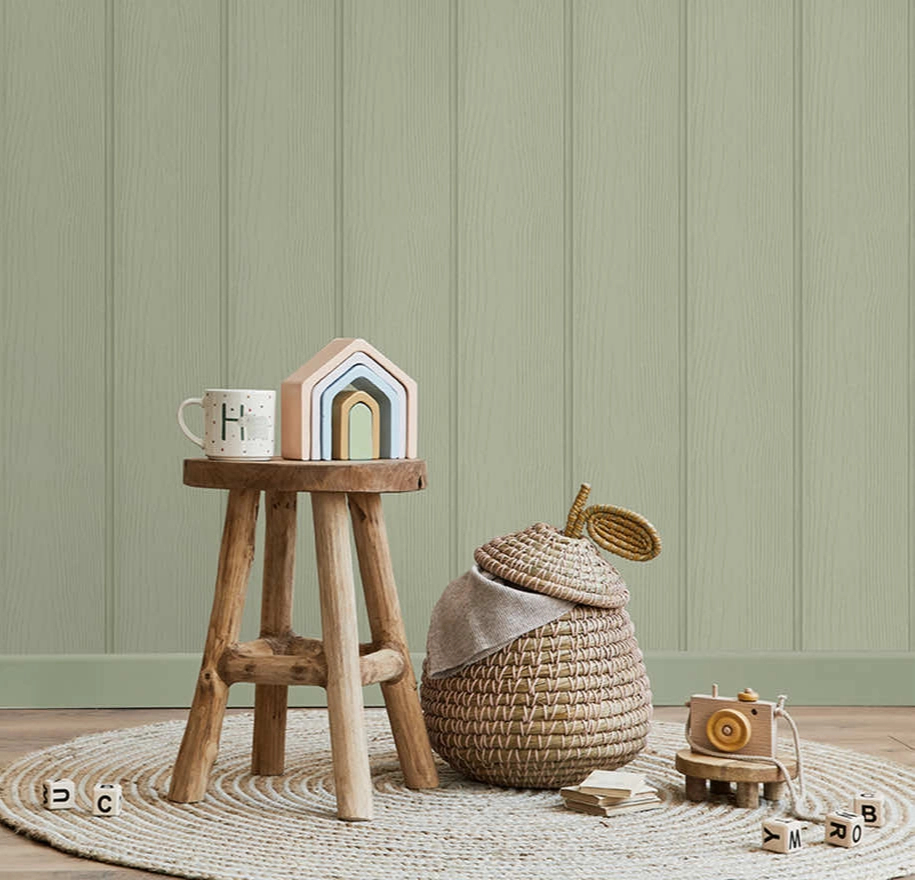 Dekor tapéta lambéria mintás zsályazöld színben