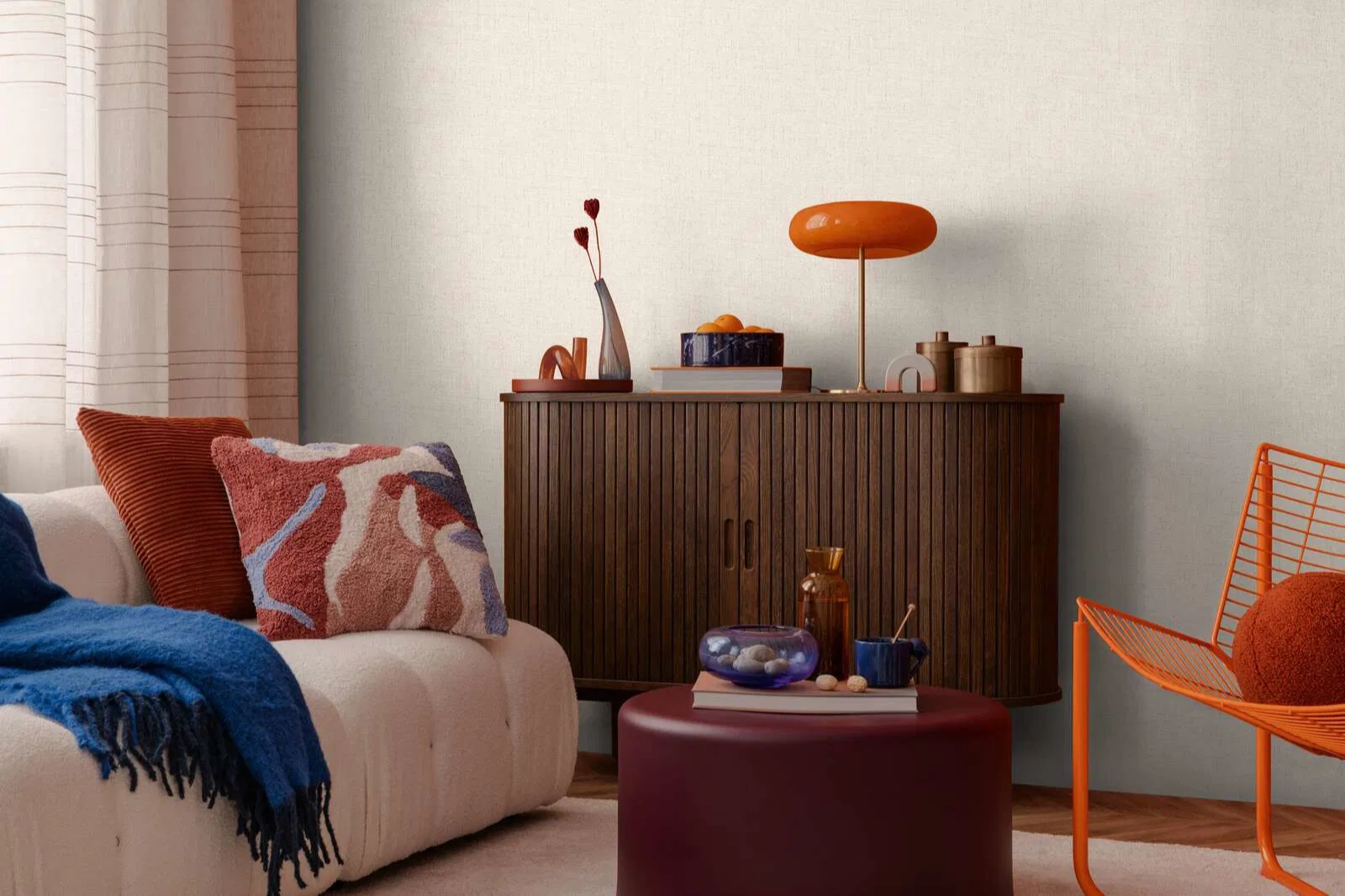 Dekor tapéta len egyszínű mintával