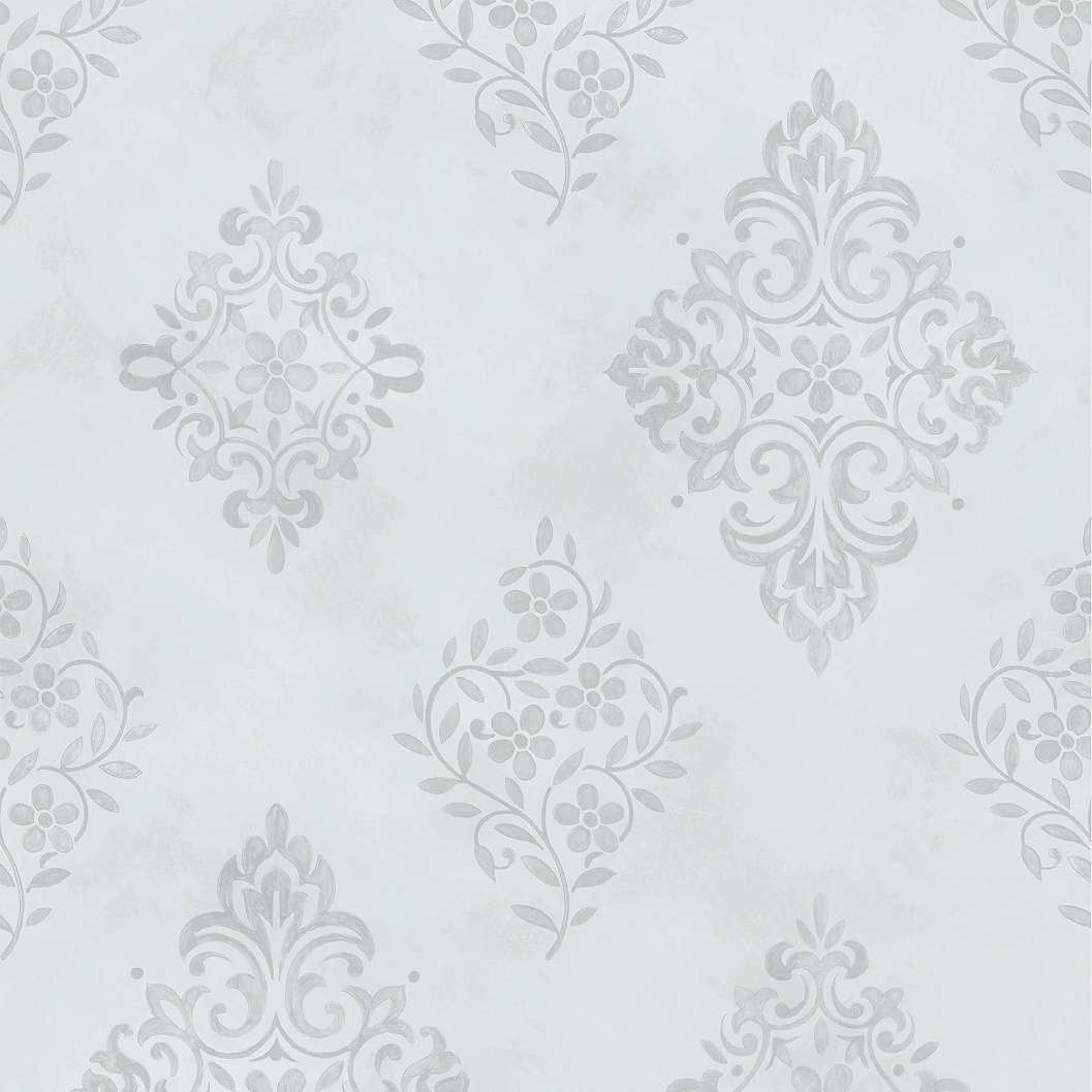 Dekor tapéta levél és virág mintával szürkéskék színben