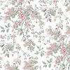 Dekor tapéta levél és virág mintával zöld és rózsaszín színben