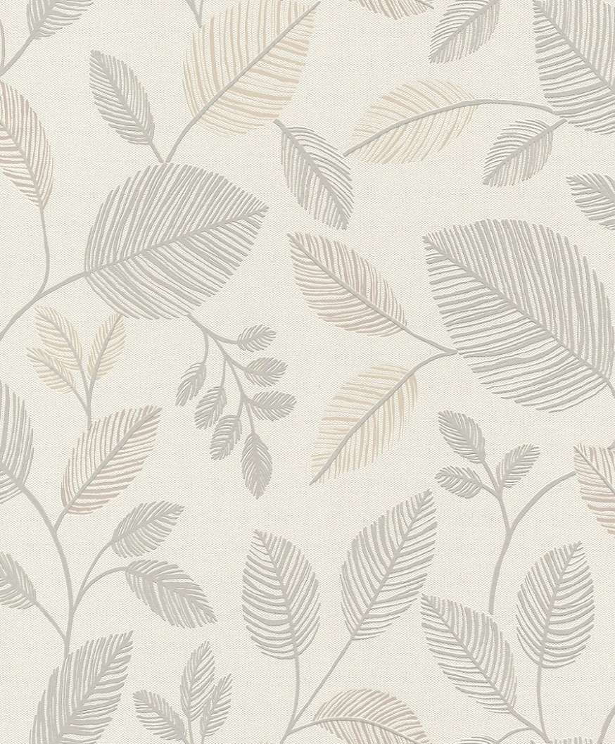 Dekor tapéta levél mintával beige és szürke színben