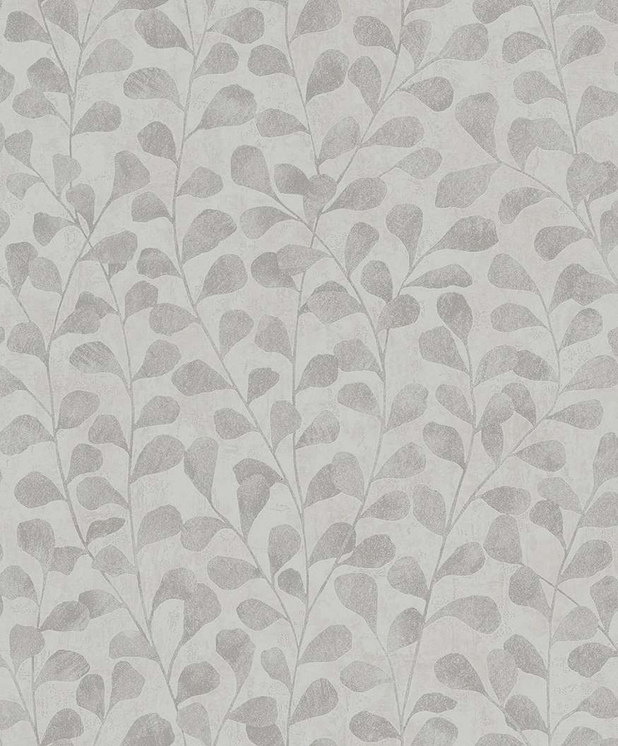 Dekor tapéta levél mintával szürke színben