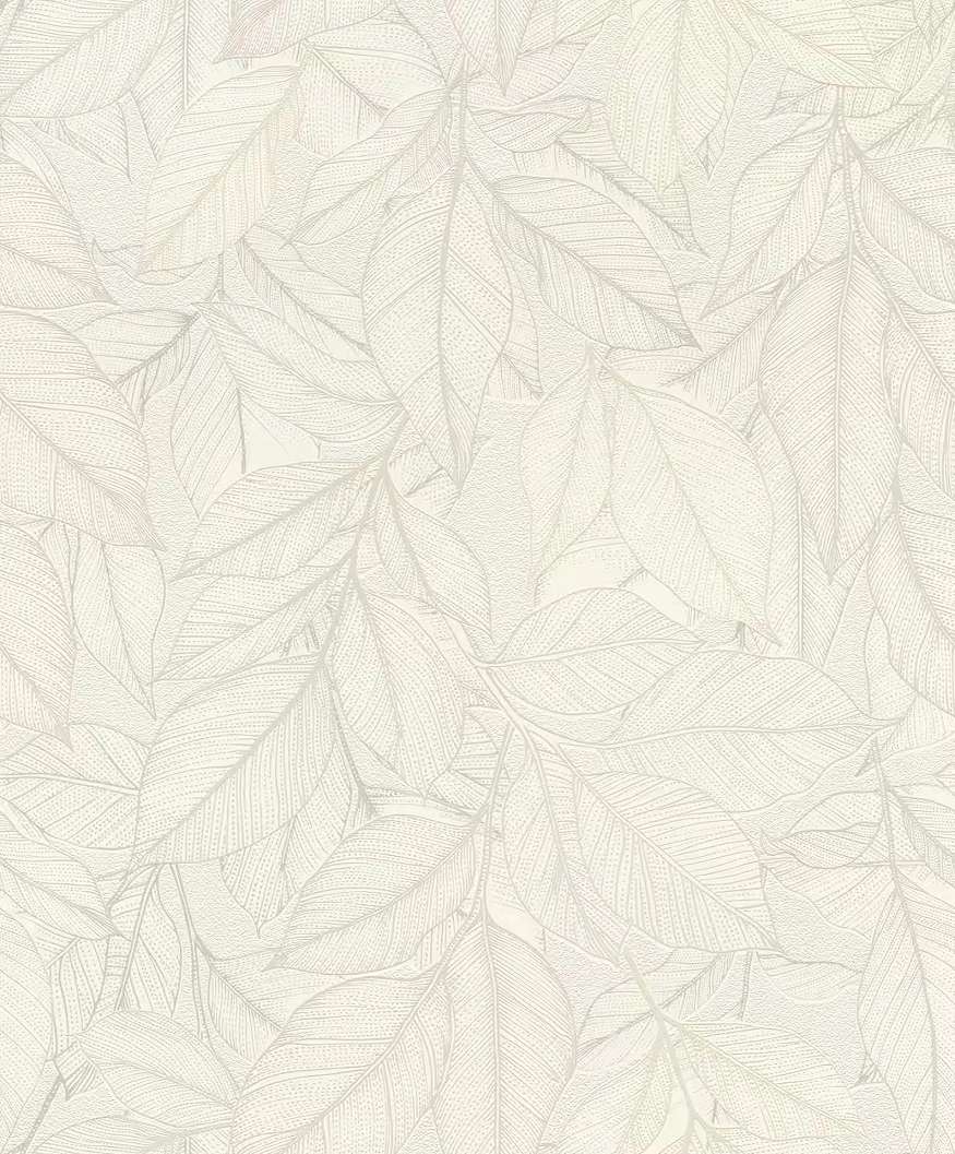 Dekor tapéta levél mintával világosszürke és metálos ezüst színben