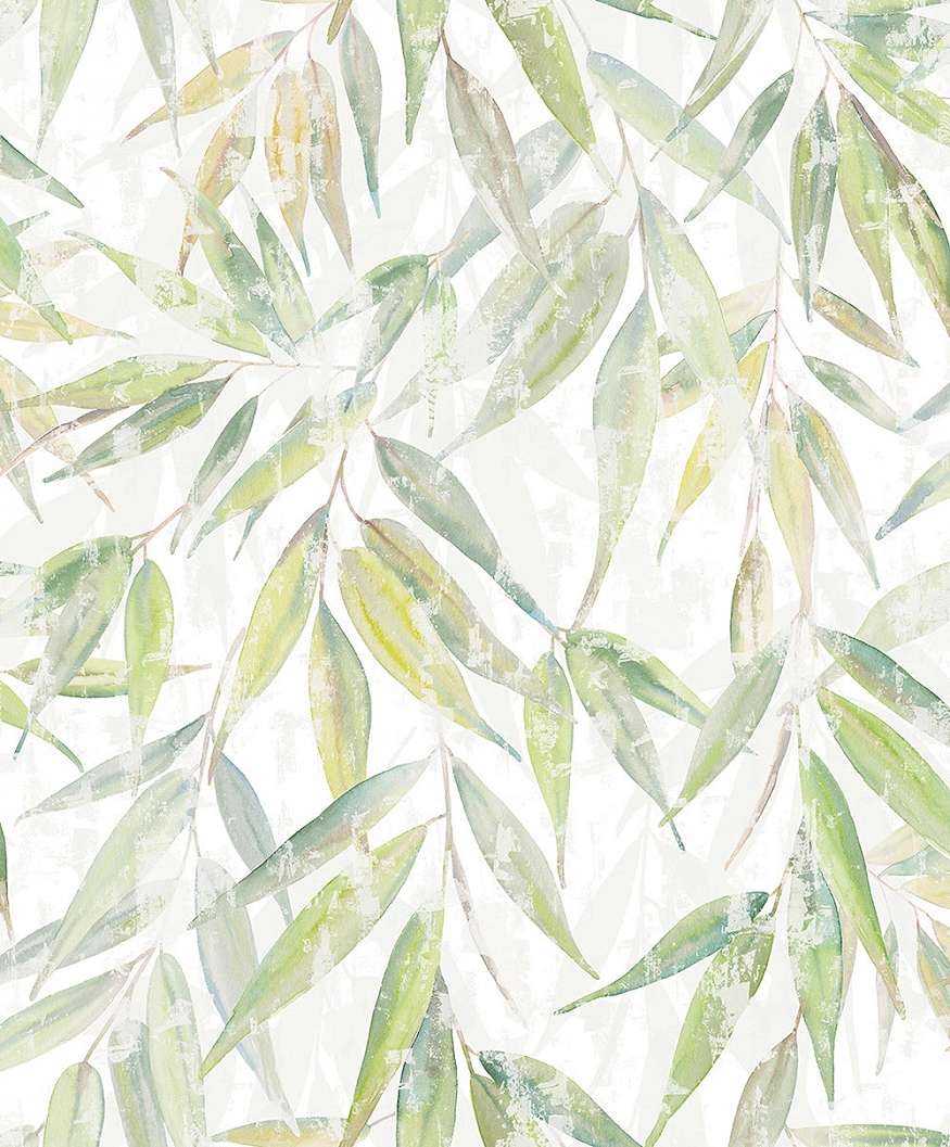 Dekor tapéta levél mintával világoszöld színben