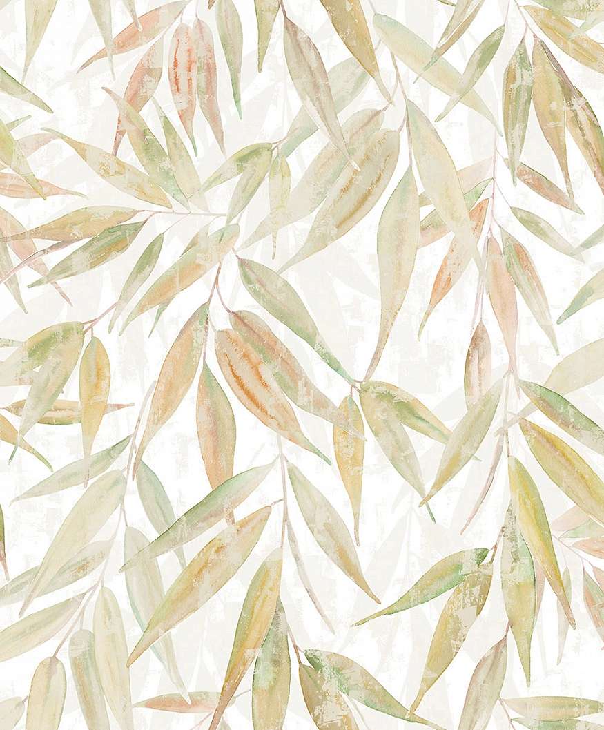 Dekor tapéta levél mintával zöld és sárga színben