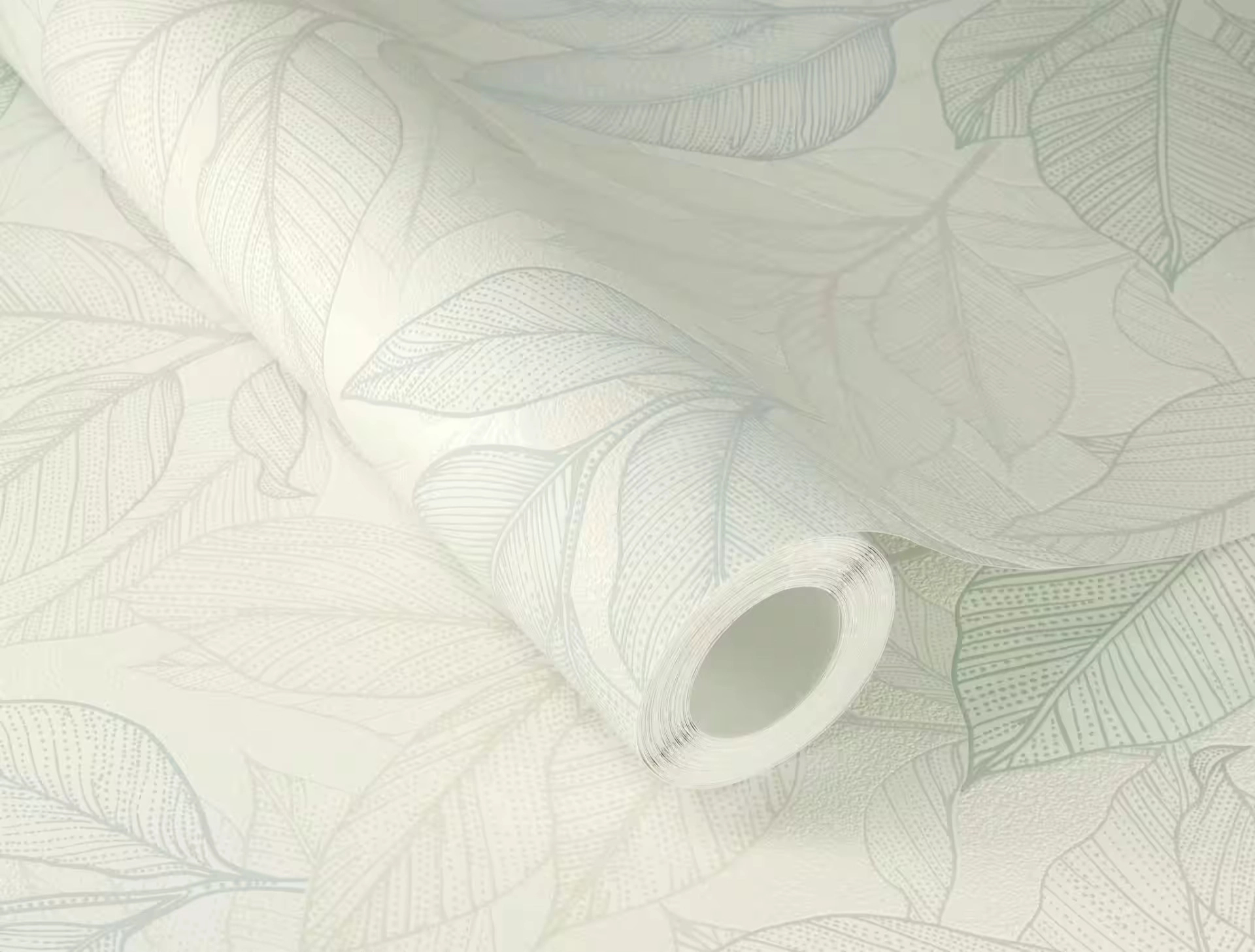 Dekor tapéta levél mintával zöld és selyemfényű ezüst színben