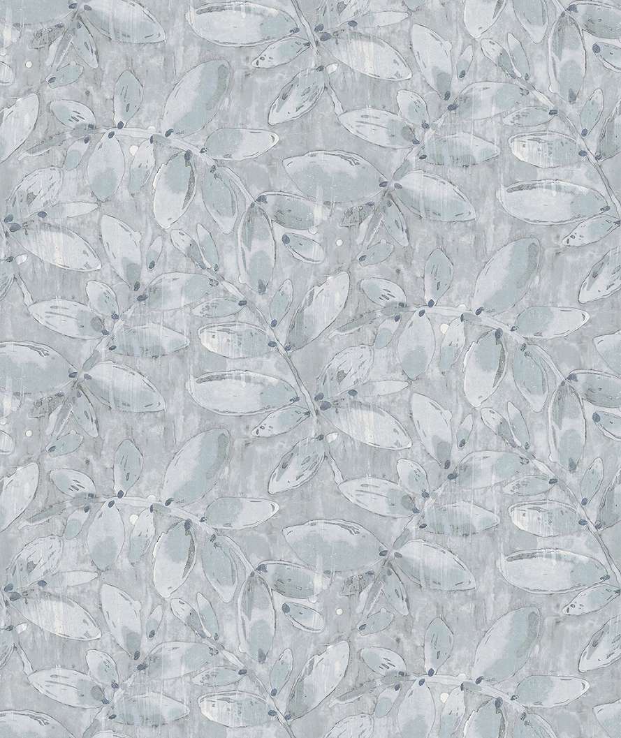 Dekor tapéta leveles faág mintával indigókék és türkiz színben