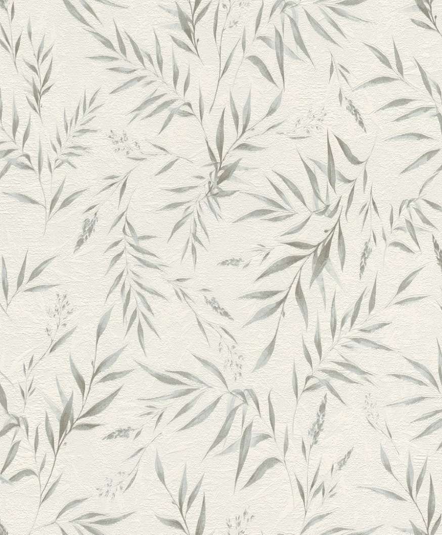 Dekor tapéta leveles mintával mentazöld és fényes ezüst színben