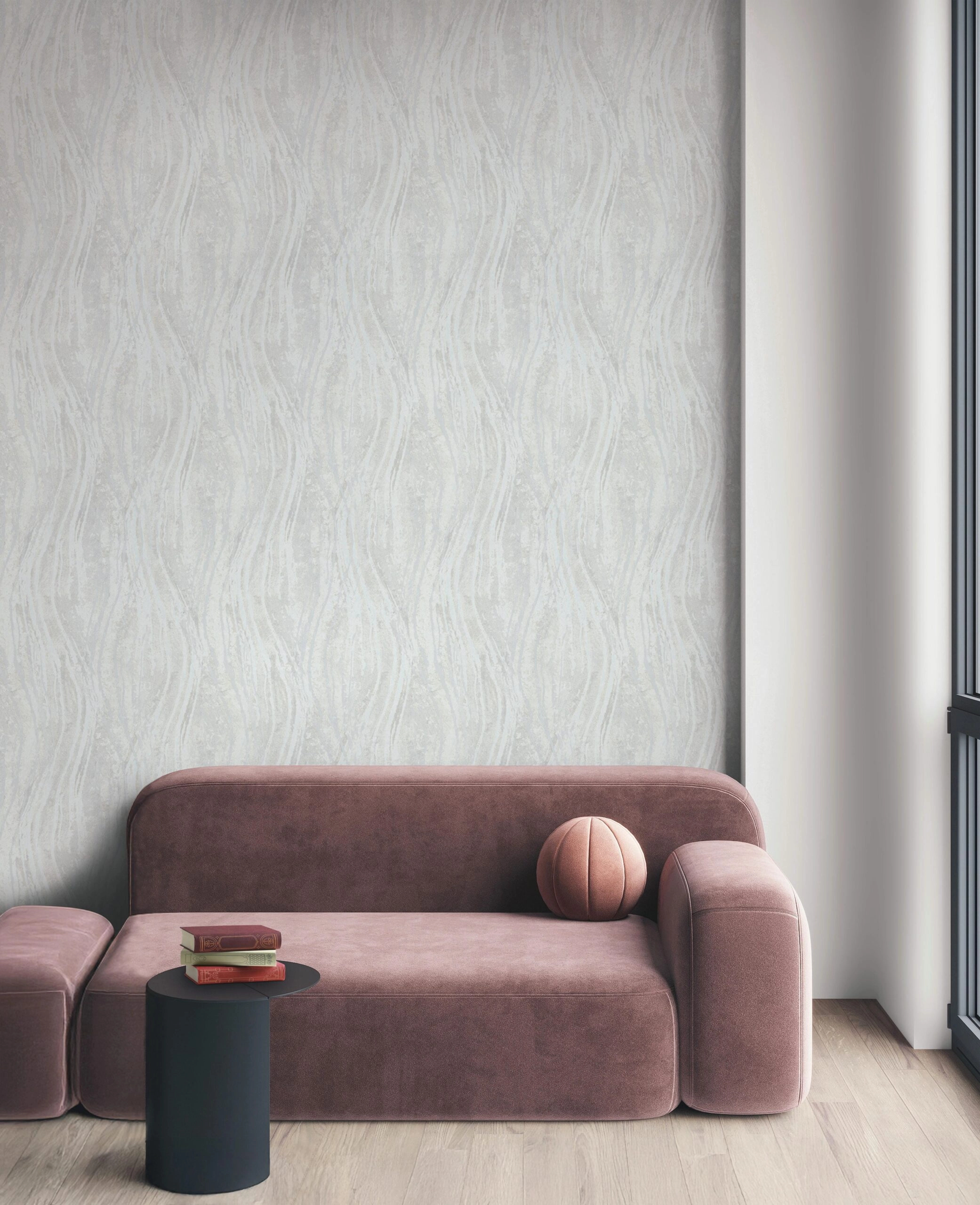 Dekor tapéta loft hullámos mintával krém színben