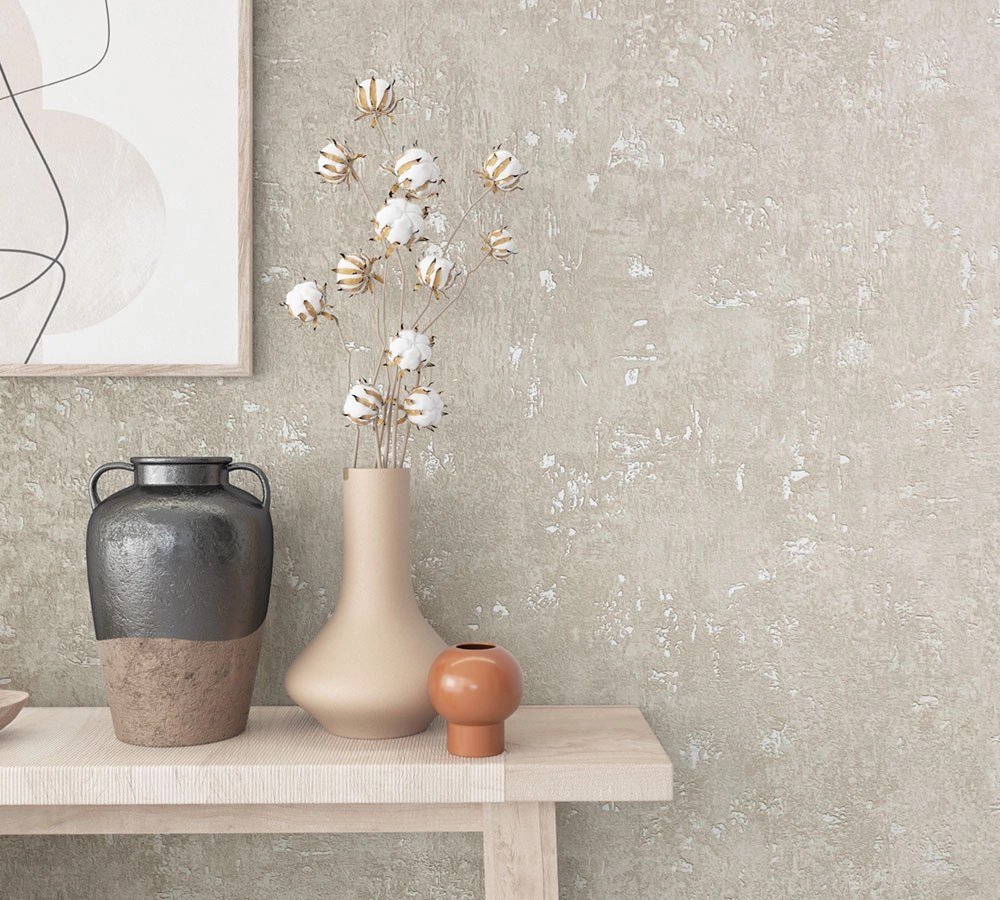 Dekor tapéta loft kőhatású mintával beige színben