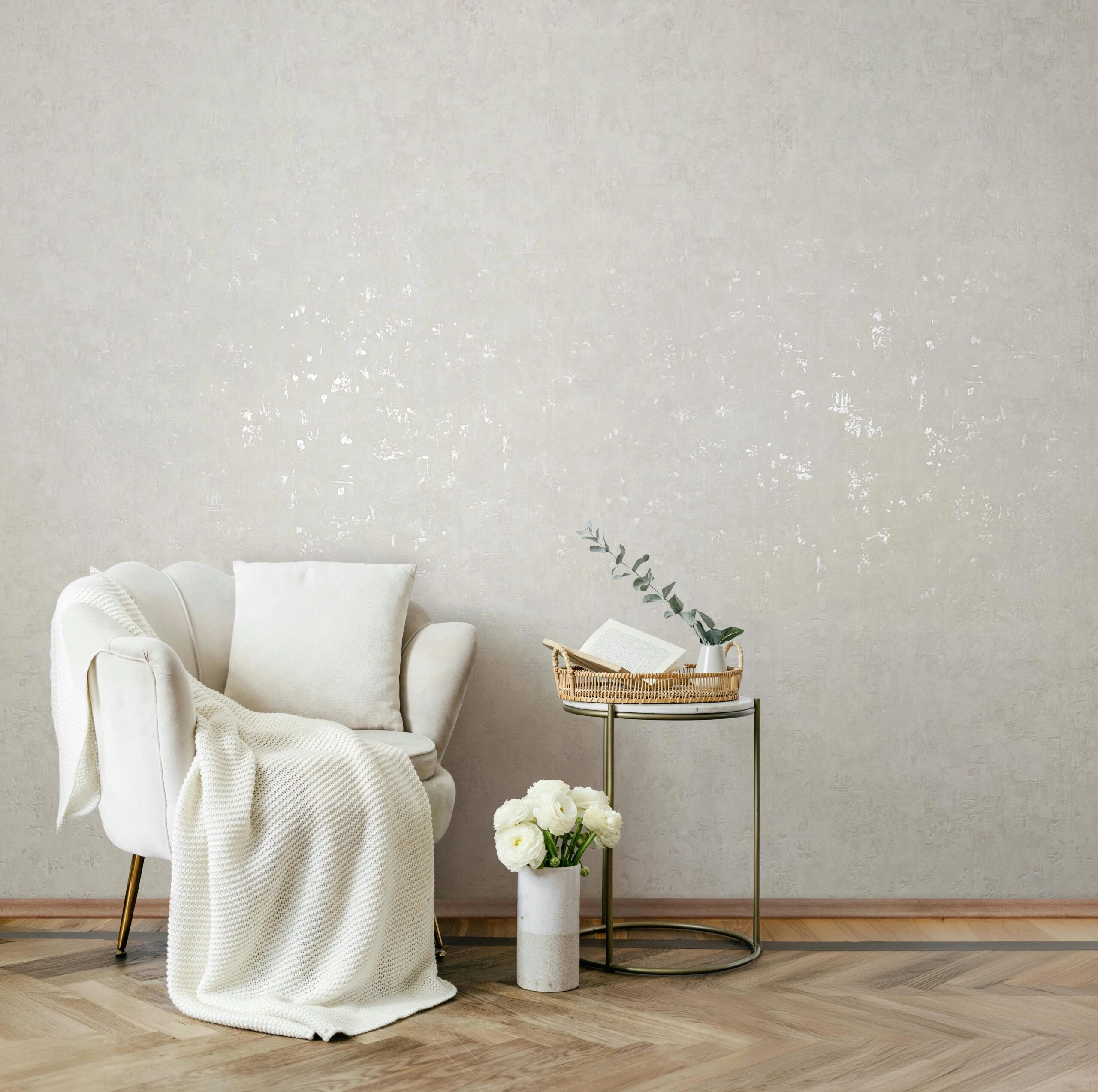 Dekor tapéta loft kőhatású mintával törtfehér színben