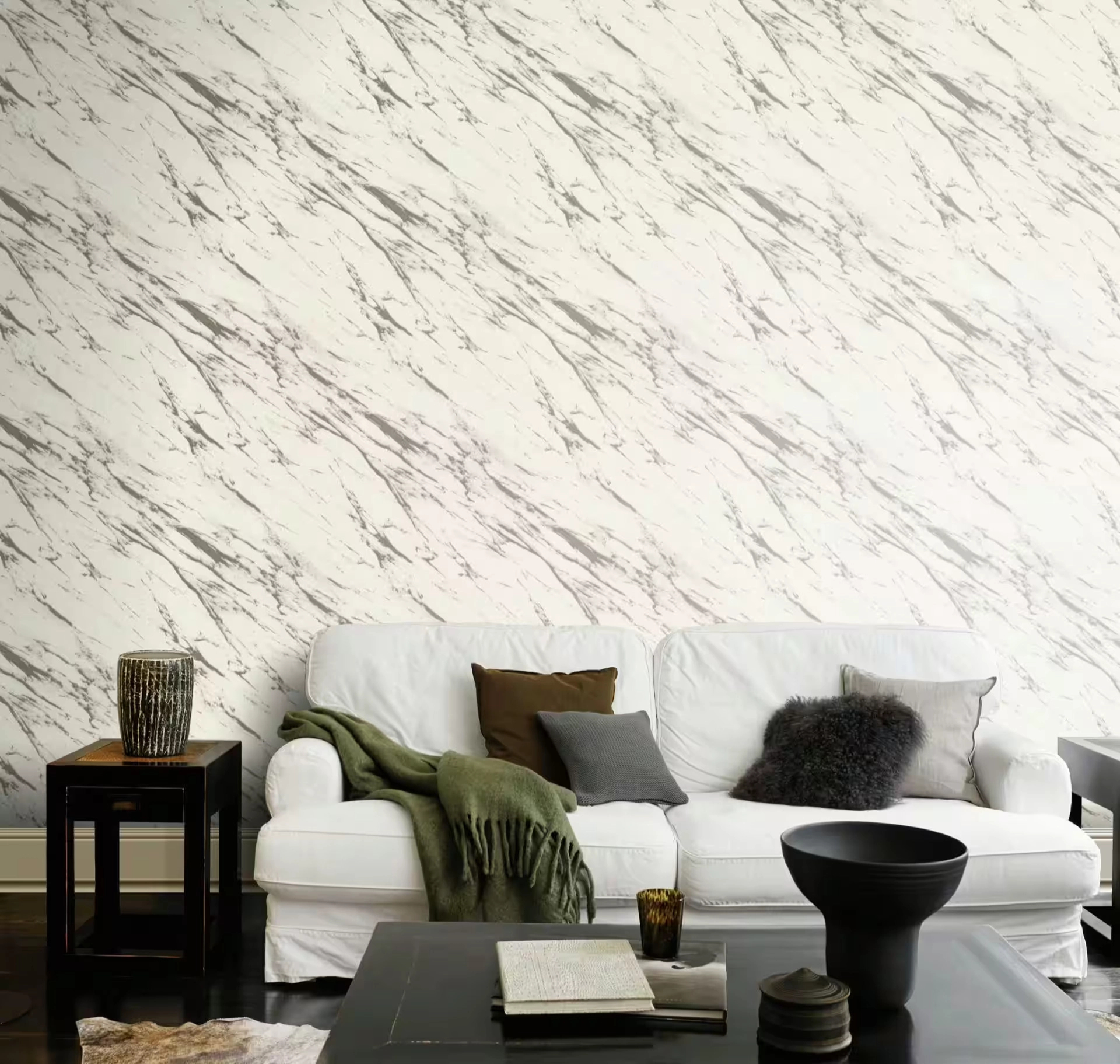 Dekor tapéta márvány mintával beige és metálos rosegold színben