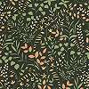 Dekor tapéta méregzöld alapon leveles mintával