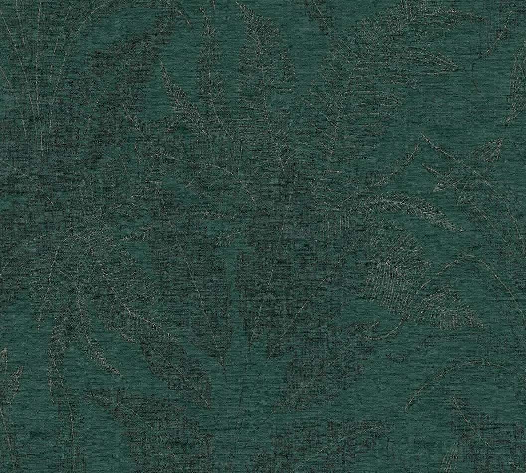 Dekor tapéta méregzöld elegáns leveles mintával