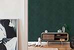 Dekor tapéta méregzöld elegáns leveles mintával