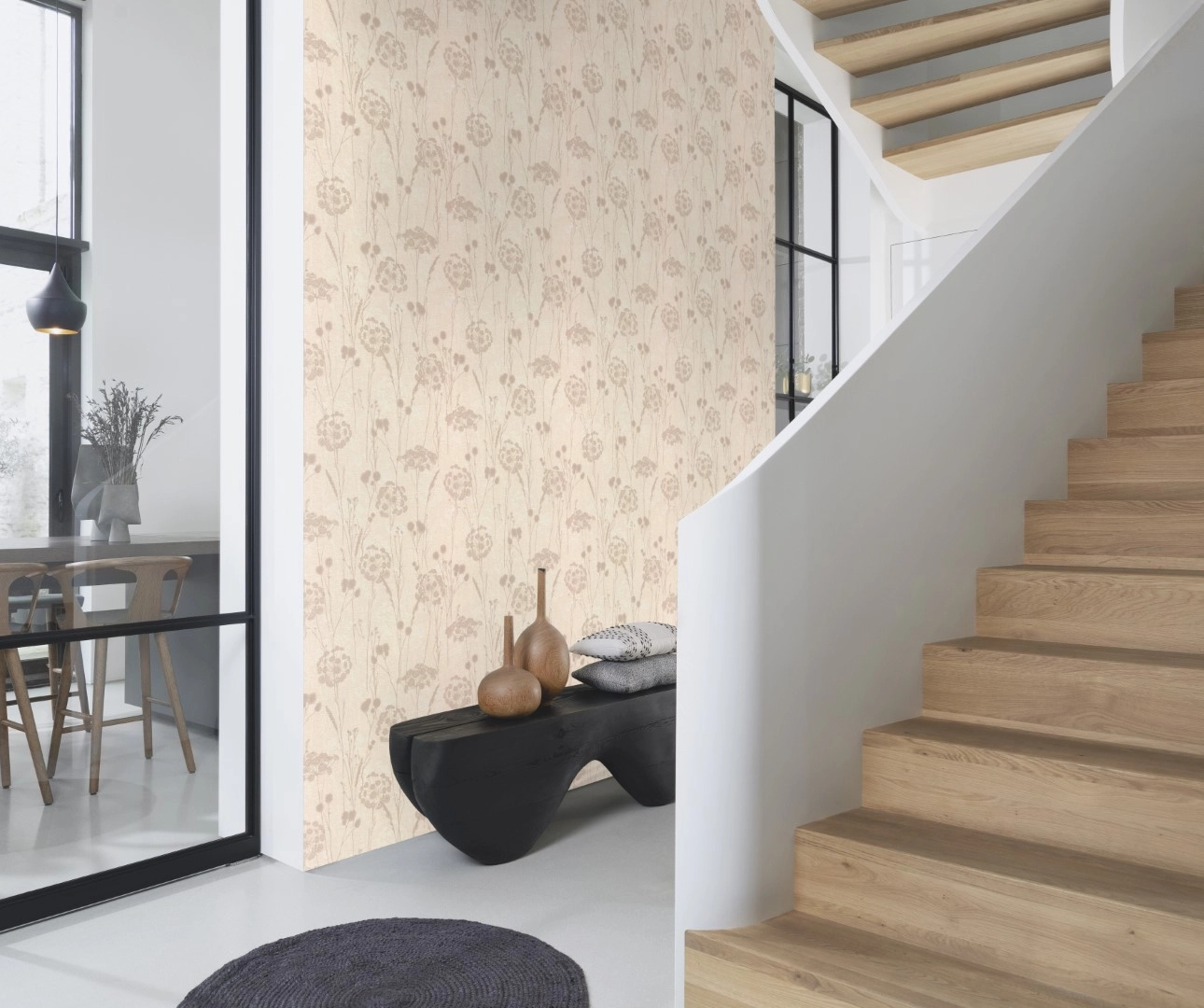 Dekor tapéta mezei virág mintával beige és barna színben