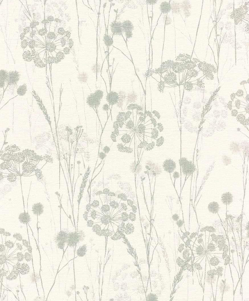 Dekor tapéta mezei virág mintával krém és mentazöld színben