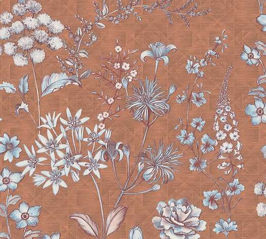 Dekor tapéta mezei virágos mintával barnás színekkel