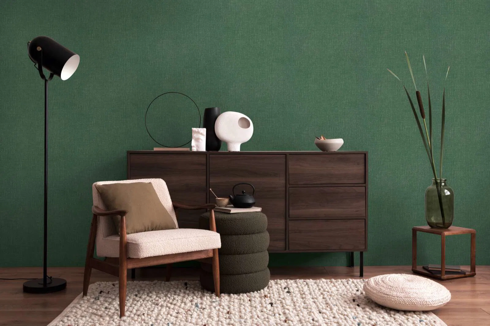 Dekor tapéta mohazöld egyszínű mintával