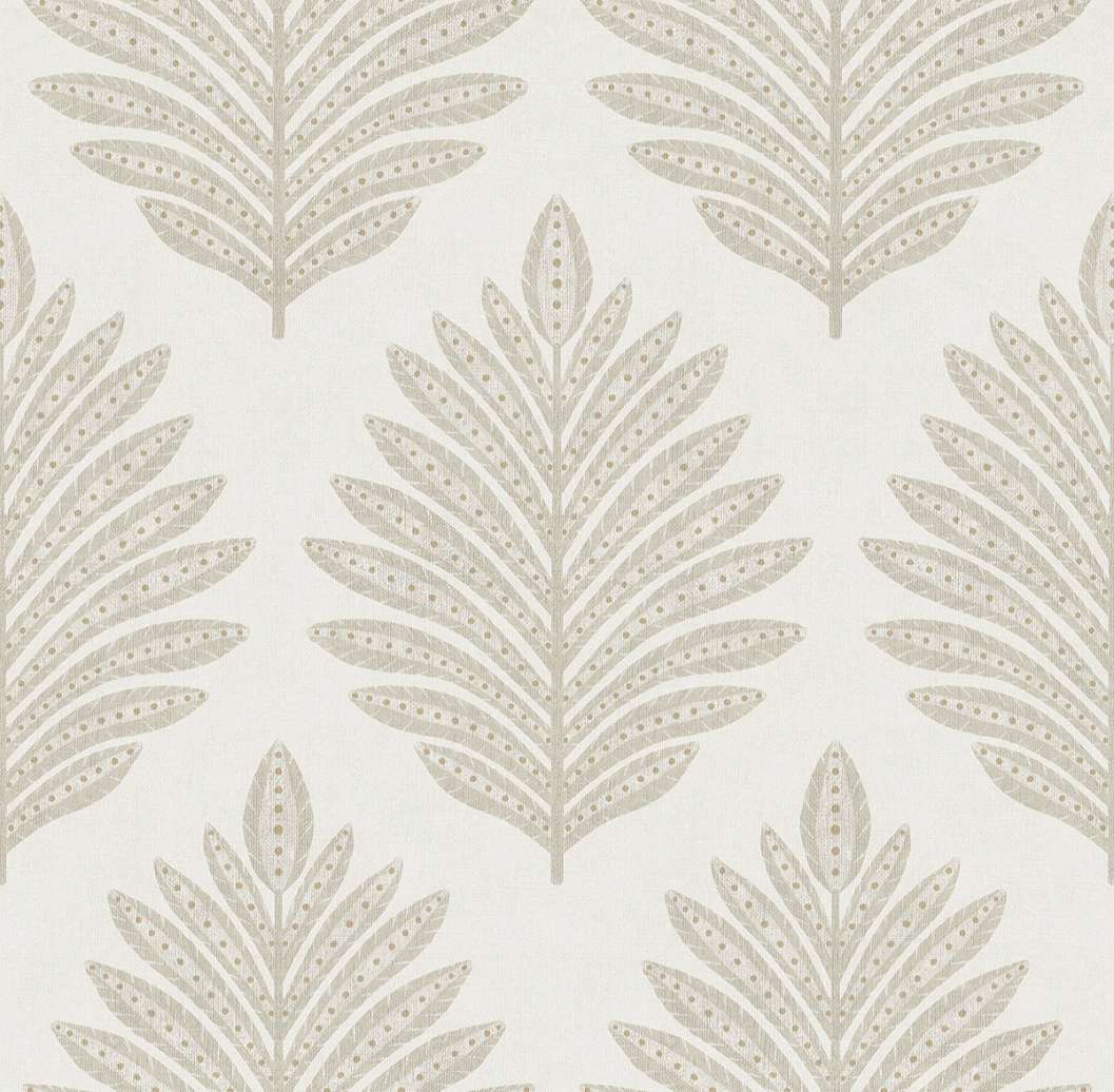 Dekor tapéta nagy páfrány levél mintával beige színben