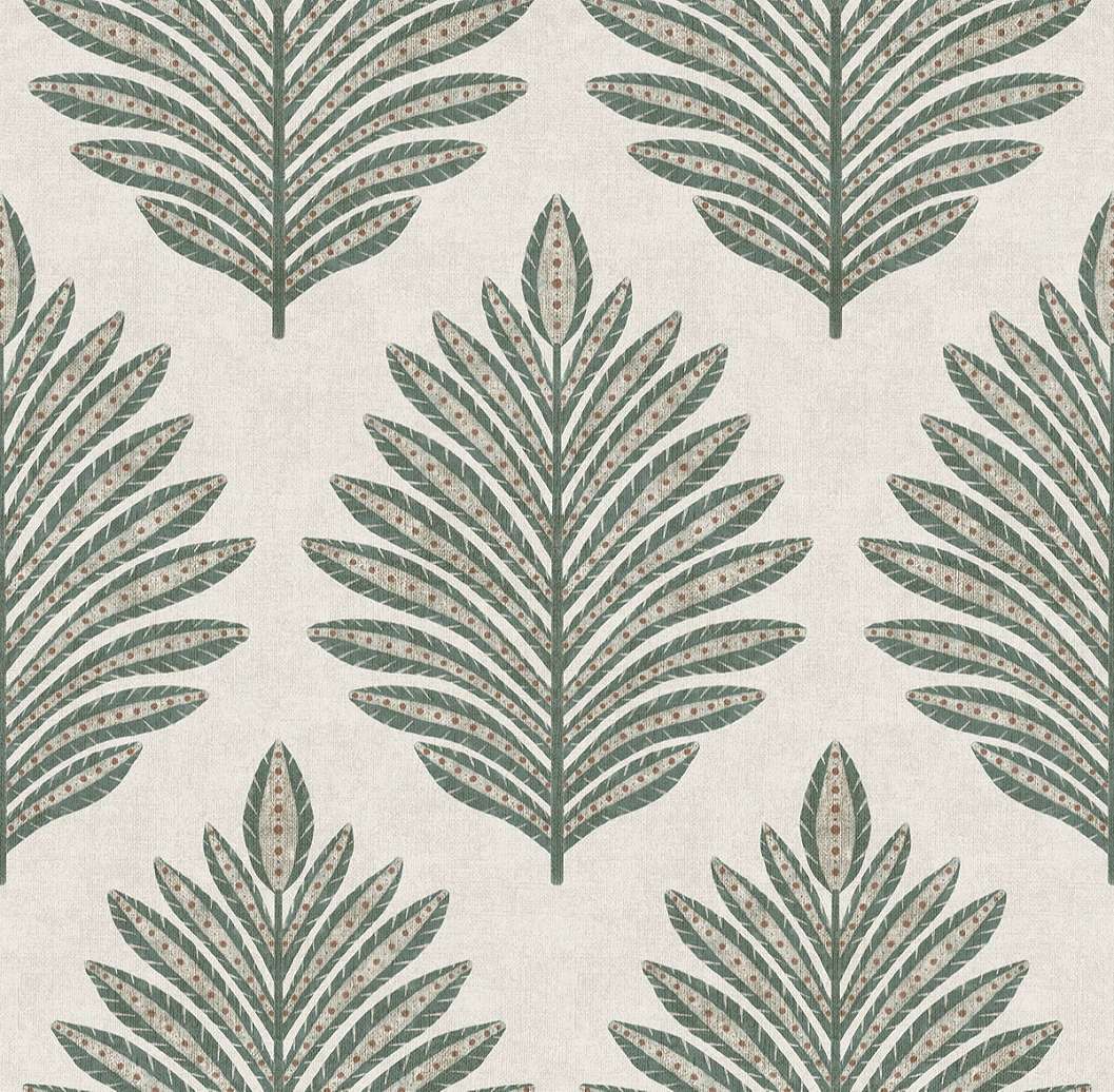 Dekor tapéta nagy páfrány levél mintával zöld színben