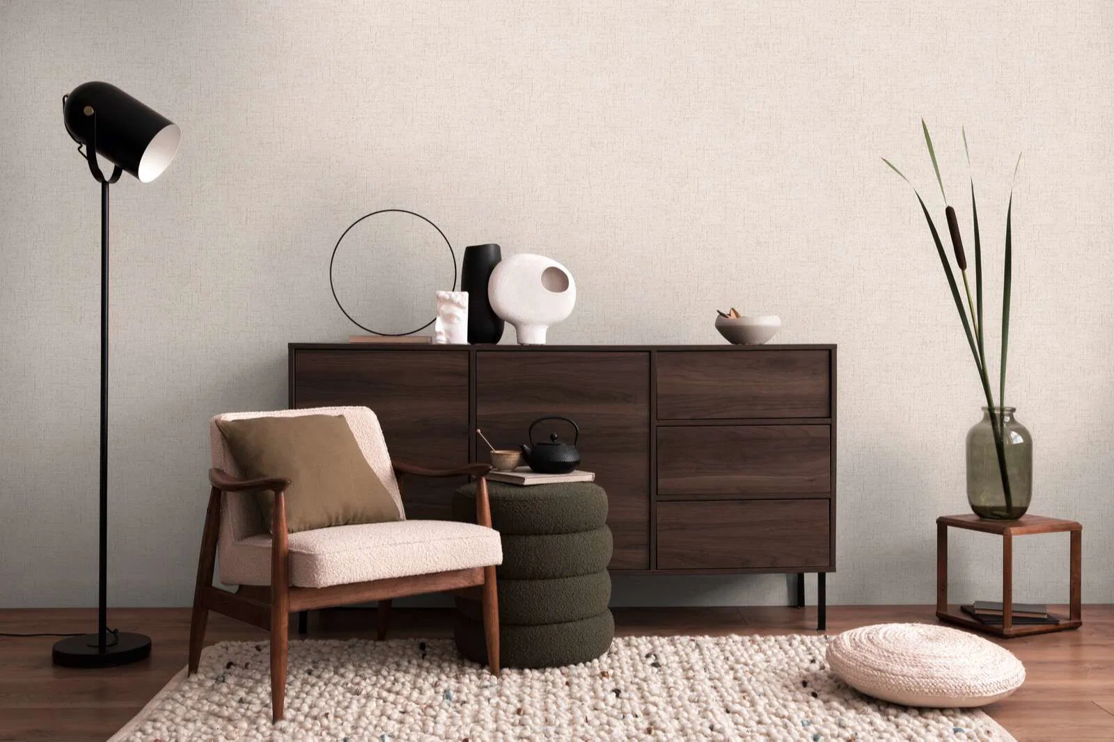 Dekor tapéta pasztell mogyoró egyszínű mintával