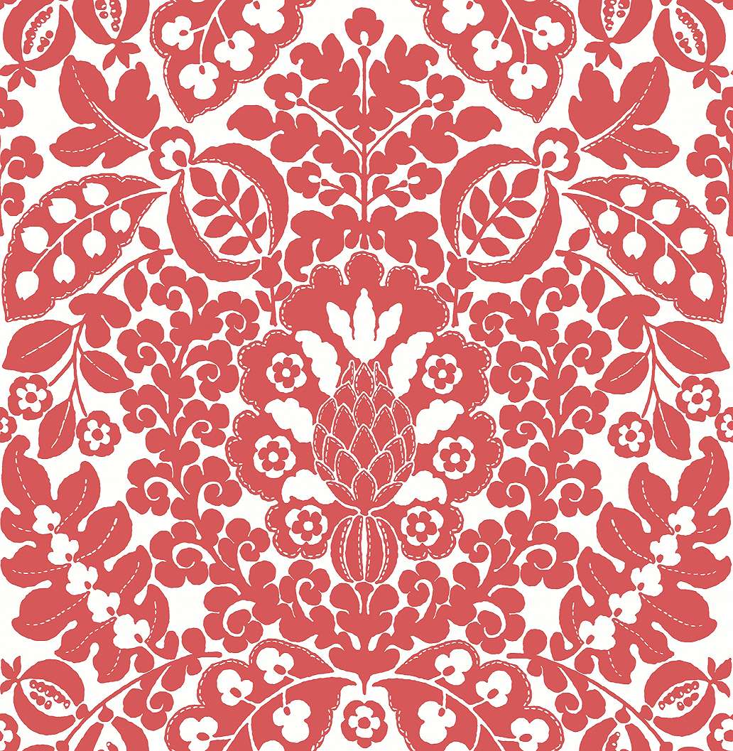 Dekor tapéta piros színű gyümölcs damaszt mintával