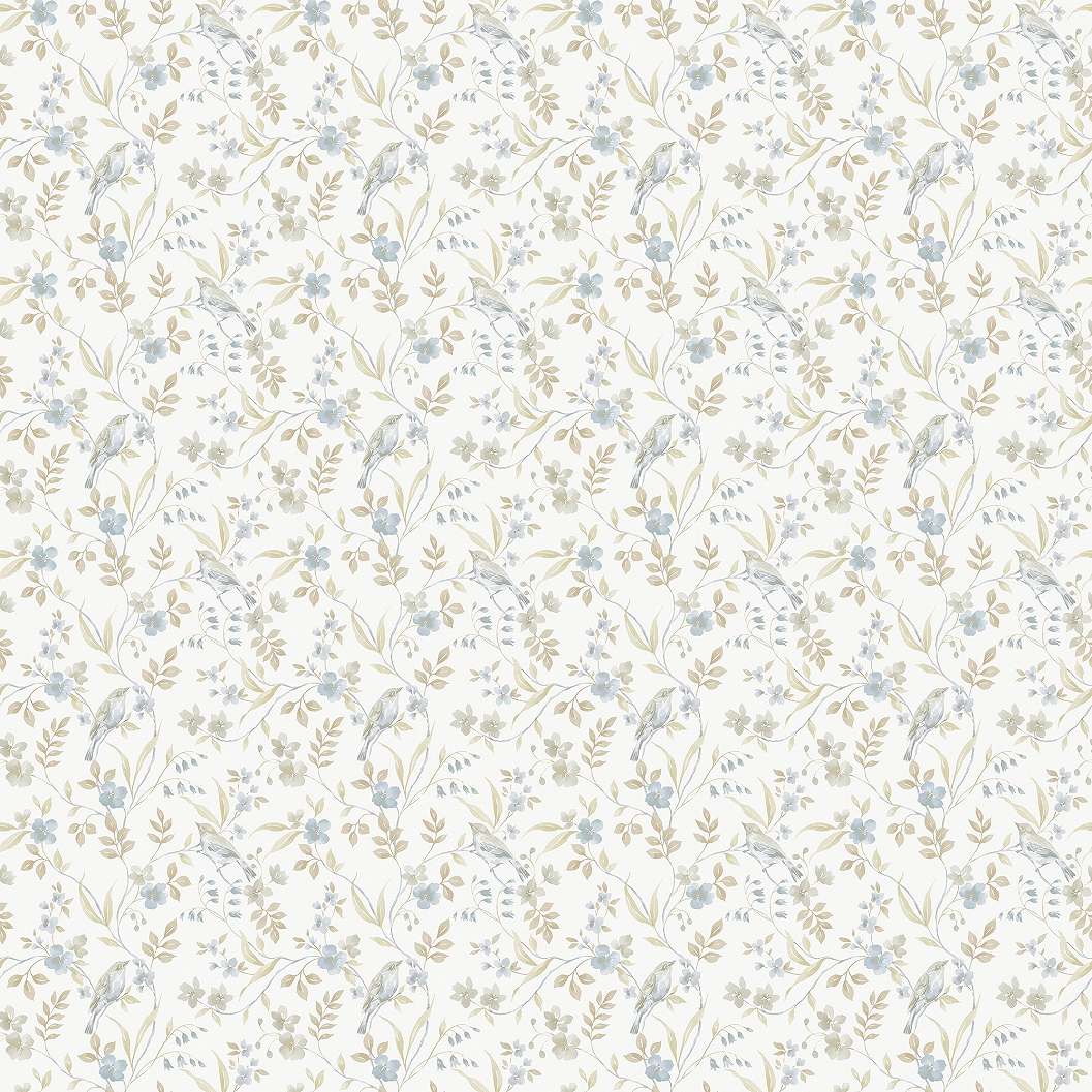 Dekor tapéta provance stílusban madár és levél mintával