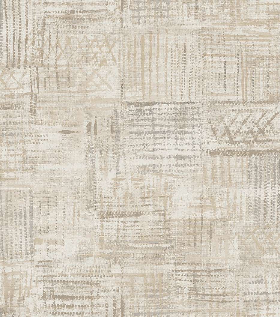 Dekor tapéta rajzolt geometrikus mintával beige színben