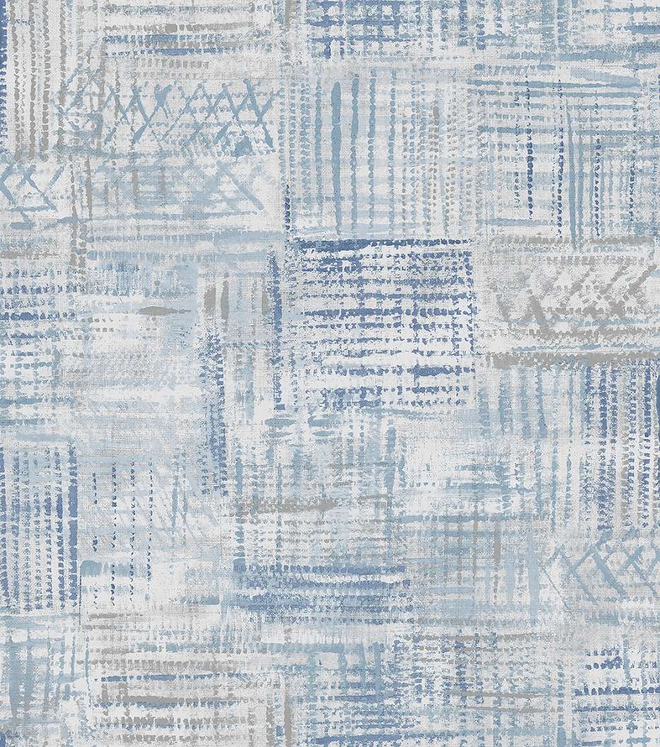 Dekor tapéta rajzolt geometrikus mintával kék színben