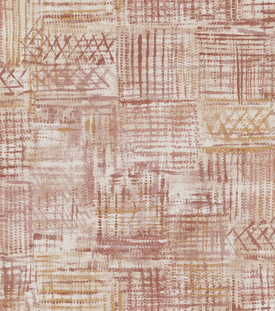 Dekor tapéta rajzolt geometrikus mintával terrakotta színben