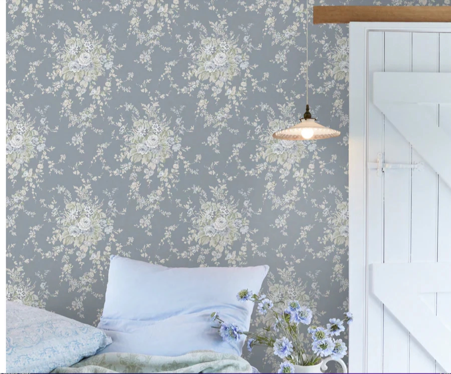 Dekor tapéta rózsacsokor mintával szürke színben