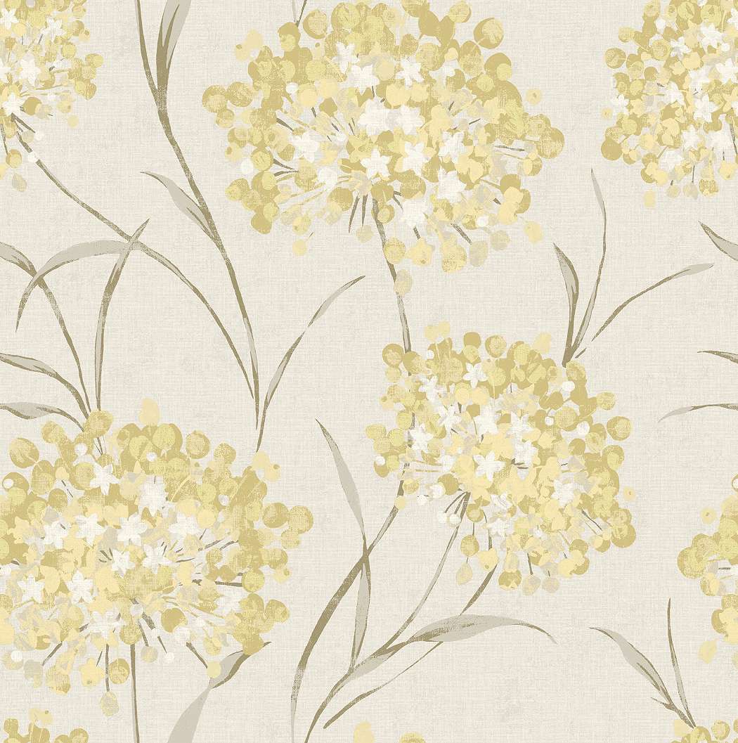 Dekor tapéta sárga rajzolt virág mintával Laura Ashley