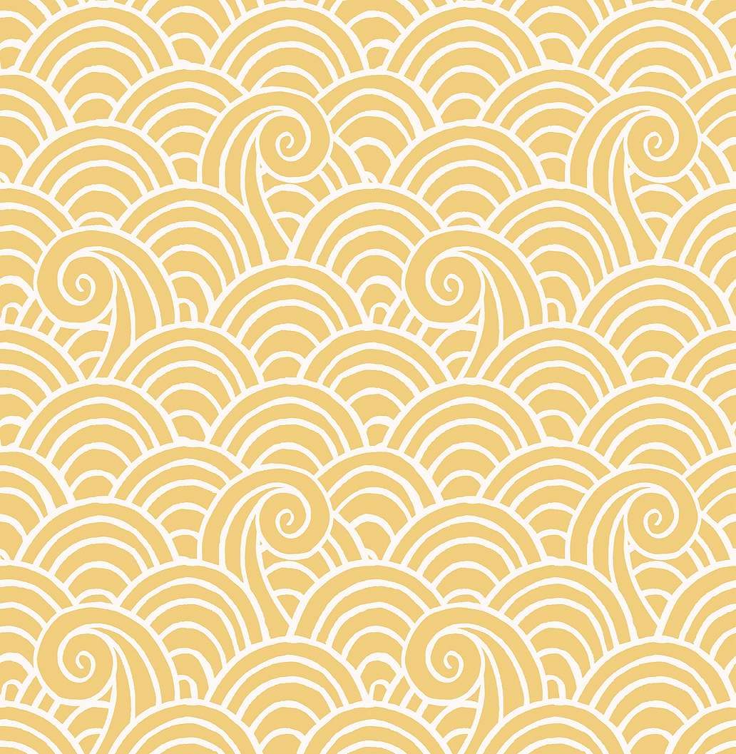 Dekor tapéta sárga színű rajzolt hullám mintával