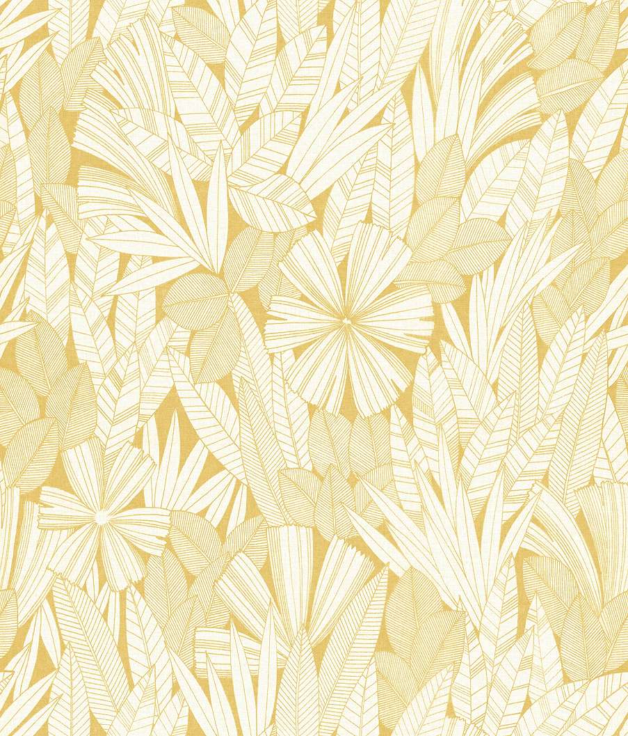 Dekor tapéta sárga színű vintage rajzolt virág mintával