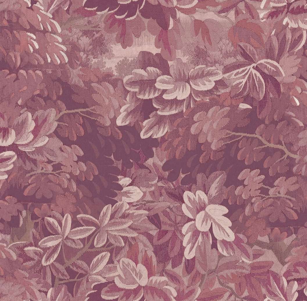 Dekor tapéta szőtt hatású levél mintával bordó színben