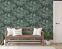 Dekor tapéta szőtt hatású levél mintával zöld színben