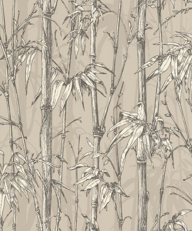Dekor tapéta taupe színben bambusz levél mintával