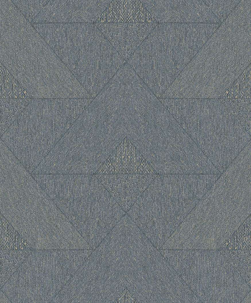 Dekor tapéta textilhatású geometriai mintával fényes szürke és beige színben